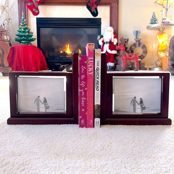 Brand New Jordan Mark Solid Wood Cherry Finish Photo Picture Frame Bookends Pair - Picture 5 of 16